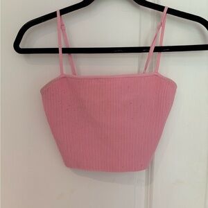 Babaton Pink Ribbed Sleeveless Camisole